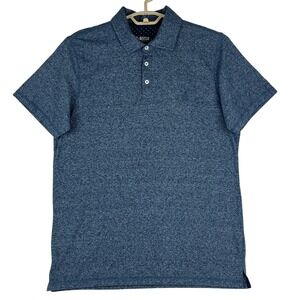 Rugby University Polo Shirt Mens L Blue Heathered Cotton Blend Short Sleeve